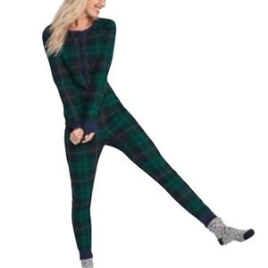 Tartan Printed Thermal-Knit One-Piece Pajamas🎄🎅🏼